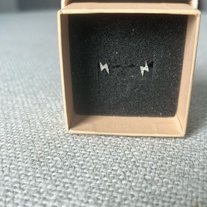 Stone and Strand Pave diamond lightning bolt studs 10k yellow gold